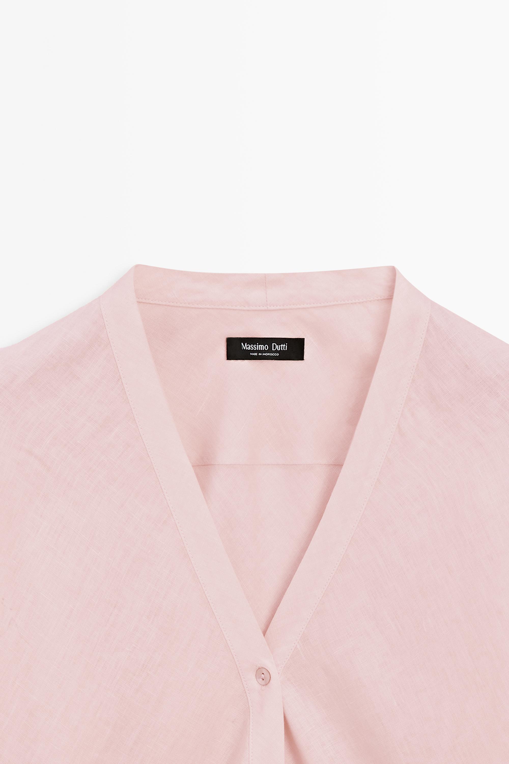 Lightweight 100% linen V-neck shirt